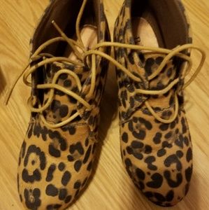 Cheetah Print Wedge Booties